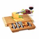 Ver imagem 1 de Kit Queijo e Vinho 5 Peças Inox com Base em Bambu