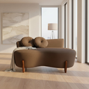 Ver imagem 1 de Namoradeira Sofá Feijão Lounge 120cm Orgânica Linho Marrom