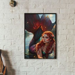 Quadro Arquétipo Sereia Ruiva 24x18cm:madeira Branca - 2