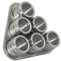 Kit 06 Portas Condimento Tempero Inox Magnético Imã Geladeira - 5