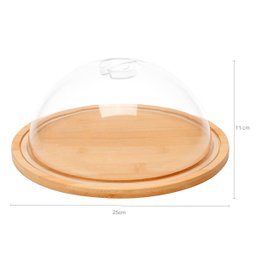 Porta Queijos de Bambu com Tampa Cúpula Queijeira Suporte para Frios Welf - 3