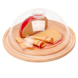 Porta Queijos de Bambu com Tampa Cúpula Queijeira Suporte para Frios Welf - 2