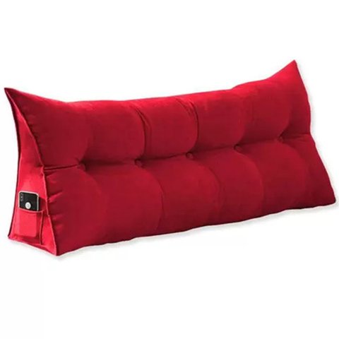 Almofada de Apoio Para Encosto de Cabeceira Mel Casal 140 cm Suede Vermelho - LM DECOR