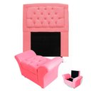 Ver imagem 1 de Kit Cabeceira Geovana + Calçadeira Baú Veneza Solteiro 100cm Suede - Renascer Decor:Rosa
