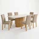 Ver imagem 2 de Conjunto de Mesa de Jantar 6 Lugares 180x90cm com Vidro Cinamomo e Off White