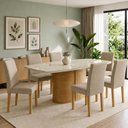 Ver imagem 1 de Conjunto de Mesa de Jantar 6 Lugares 180x90cm com Vidro Cinamomo e Off White
