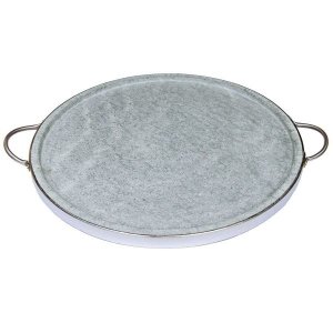 Forma de Pedra Sabão para pizza com alças de inox 37 cm