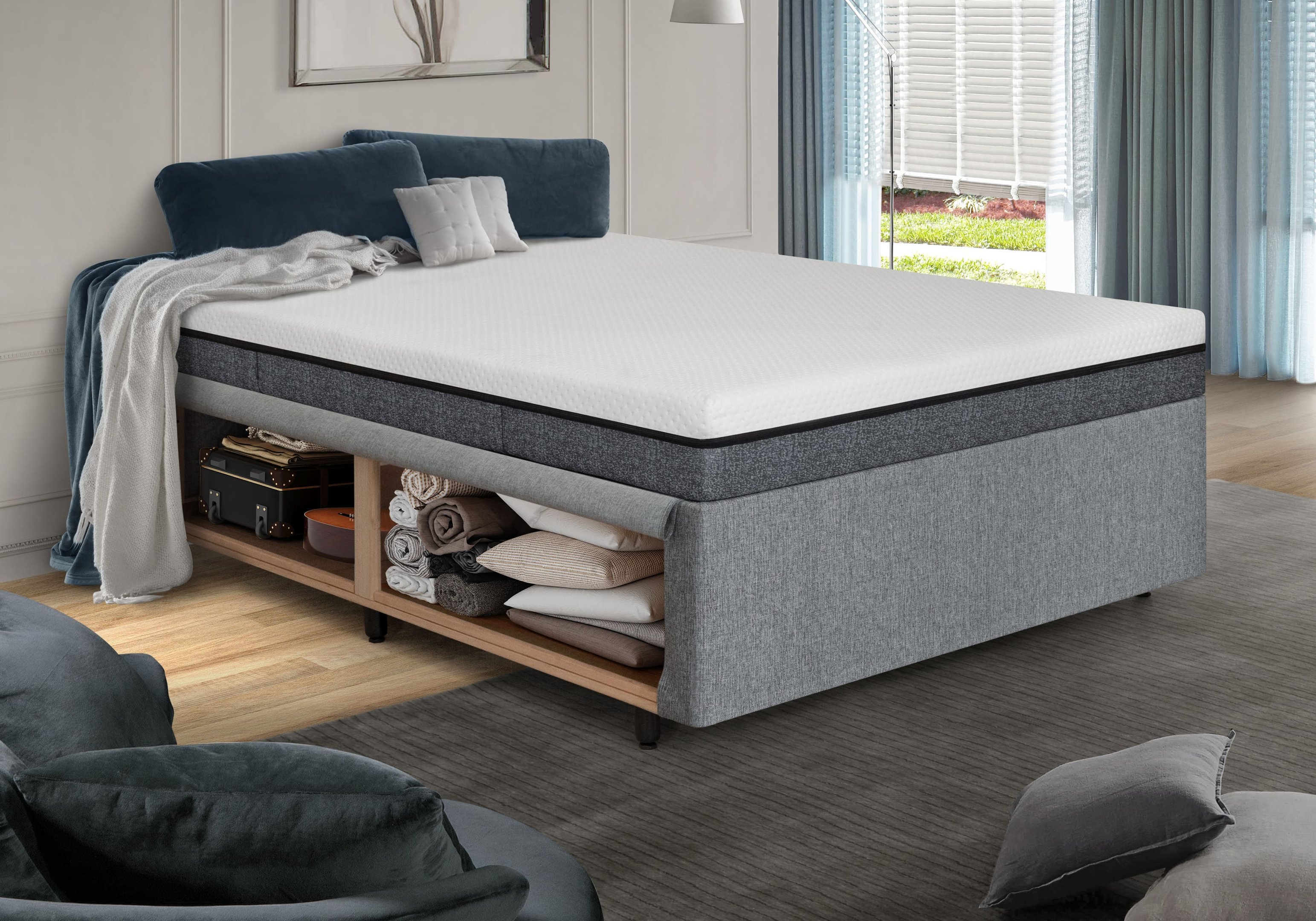 Cama Smartbox King Size Serenelife - Tecido Alpha 56