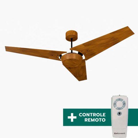 Ventilador de Teto Com Controle Remoto Natuvent Callis No Light 3 Pás Madeira Imbuia 220v