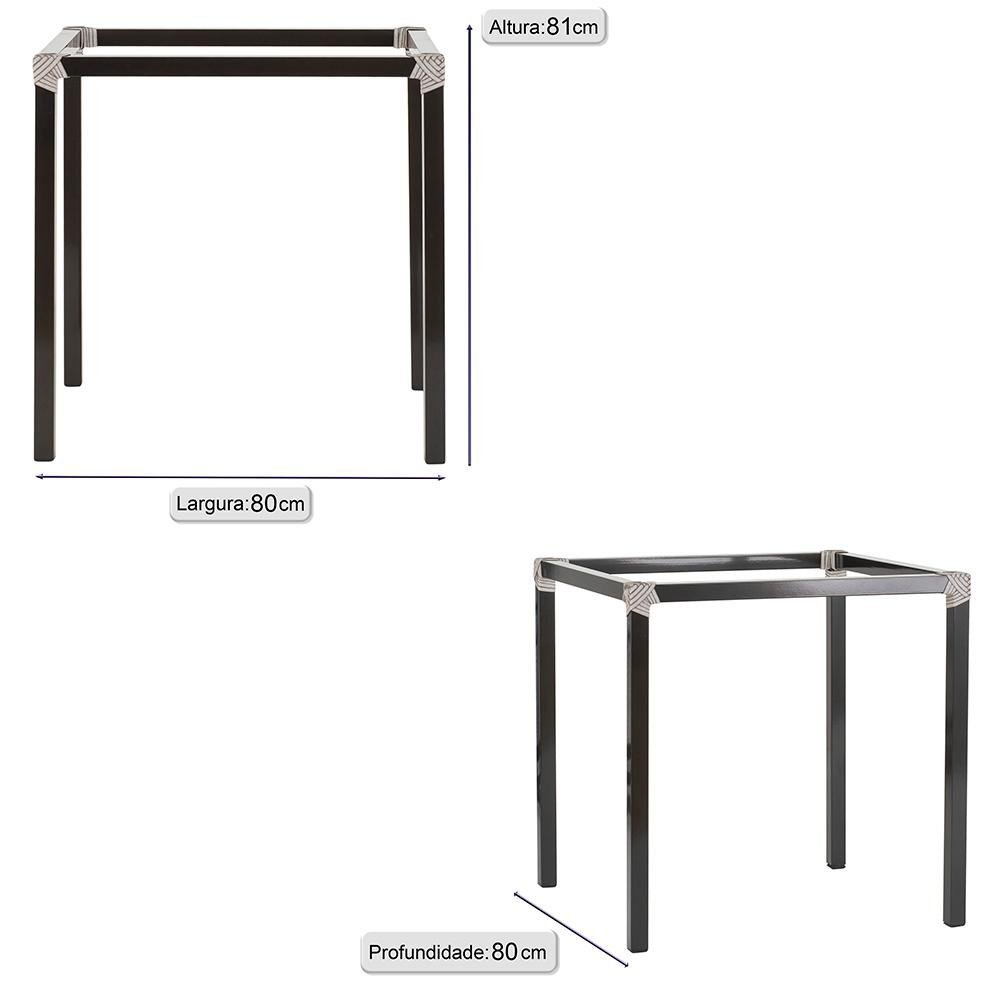Sala De Jantar 1 Mesa Quadrada sem Tampo Com 4 Cadeiras em aluminio industrial Turquia Marmore - 2