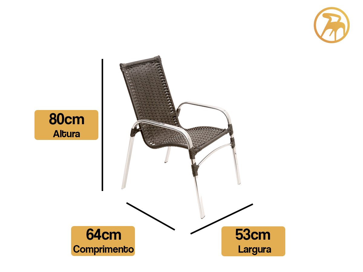 4 Cadeiras Emily e Mesa Adaptada em Alumínio para Área, Jardim, Piscina - Pedra Ferro - 5