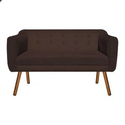 Kit Sofá Retrô Poltrona Namoradeira 02 Lugares e Poltrona Decorativa Julia Suede Marrom - D'Rossi - 2