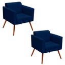 Ver imagem 1 de Kit 2 Poltrona Decorativa Elisa Suede Azul Marinho Pés Palito - D'Rossi
