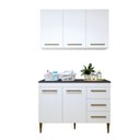 Ver imagem 1 de Lavanderia Modulada Armário Aéreo e Balcão Brasilia - Kaiki Móveis Branco