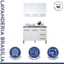 Ver imagem 2 de Lavanderia Modulada Armário Aéreo e Balcão Brasilia - Kaiki Móveis Branco