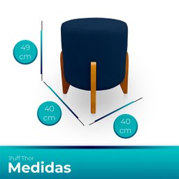 Kit 02 Puff Thor Redondo para Sala e Quarto Veludo Azul Marinho - W&D Decor - 7
