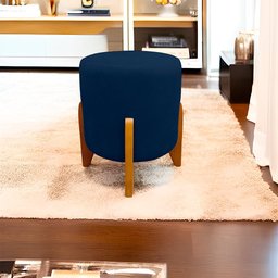 Kit 02 Puff Thor Redondo para Sala e Quarto Veludo Azul Marinho - W&D Decor - 2