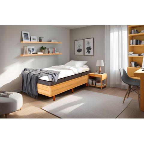 Cama Box Rústica Solteirão Serenelife - Natural