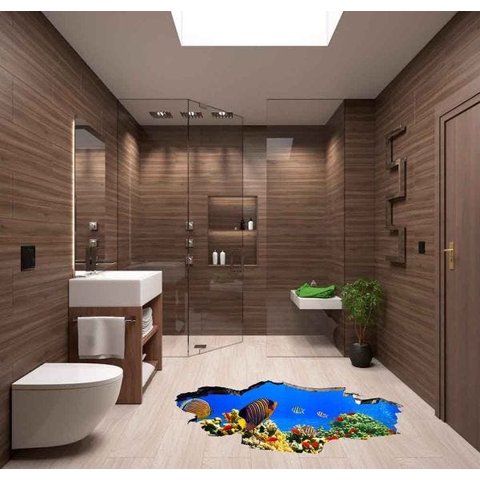 Adesivo Decorativo Buraco de Chão Mar Azul