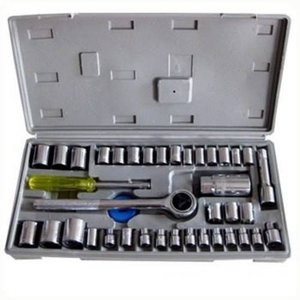 Kit Jogo Chave Catraca Reversível + Jogo de Soquete 40 Pçs + Maleta