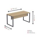 Ver imagem 4 de Escrivaninha Mesa Escritório X 150cm Industrial Noce Naturalle e Grafito Marrom/Marromle