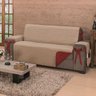 Protetor de Sofá Premium com Laços 3 Lugares Avulso Dupla Face Cáqui/Vermelho - Algodão - 1