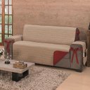 Ver imagem 4 de Protetor de Sofá Premium com Laços 3 Lugares Avulso Dupla Face Vermelho/cáqui - Algodão