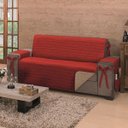 Ver imagem 1 de Protetor de Sofá Premium com Laços 3 Lugares Avulso Dupla Face Vermelho/cáqui - Algodão