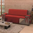 Ver imagem 1 de Protetor de Sofá Premium com Laços 3 Lugares Avulso King Dupla Face Vermelho/cáqui - Algodão