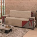 Ver imagem 4 de Protetor de Sofá Premium com Laços 3 Lugares Avulso King Dupla Face Vermelho/cáqui - Algodão