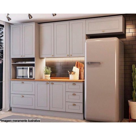 Cozinha Modulada Completa Americana 5 Peças 2 Aéreos + 1 Balcão + 1 Paneleiro + 1 Complemento