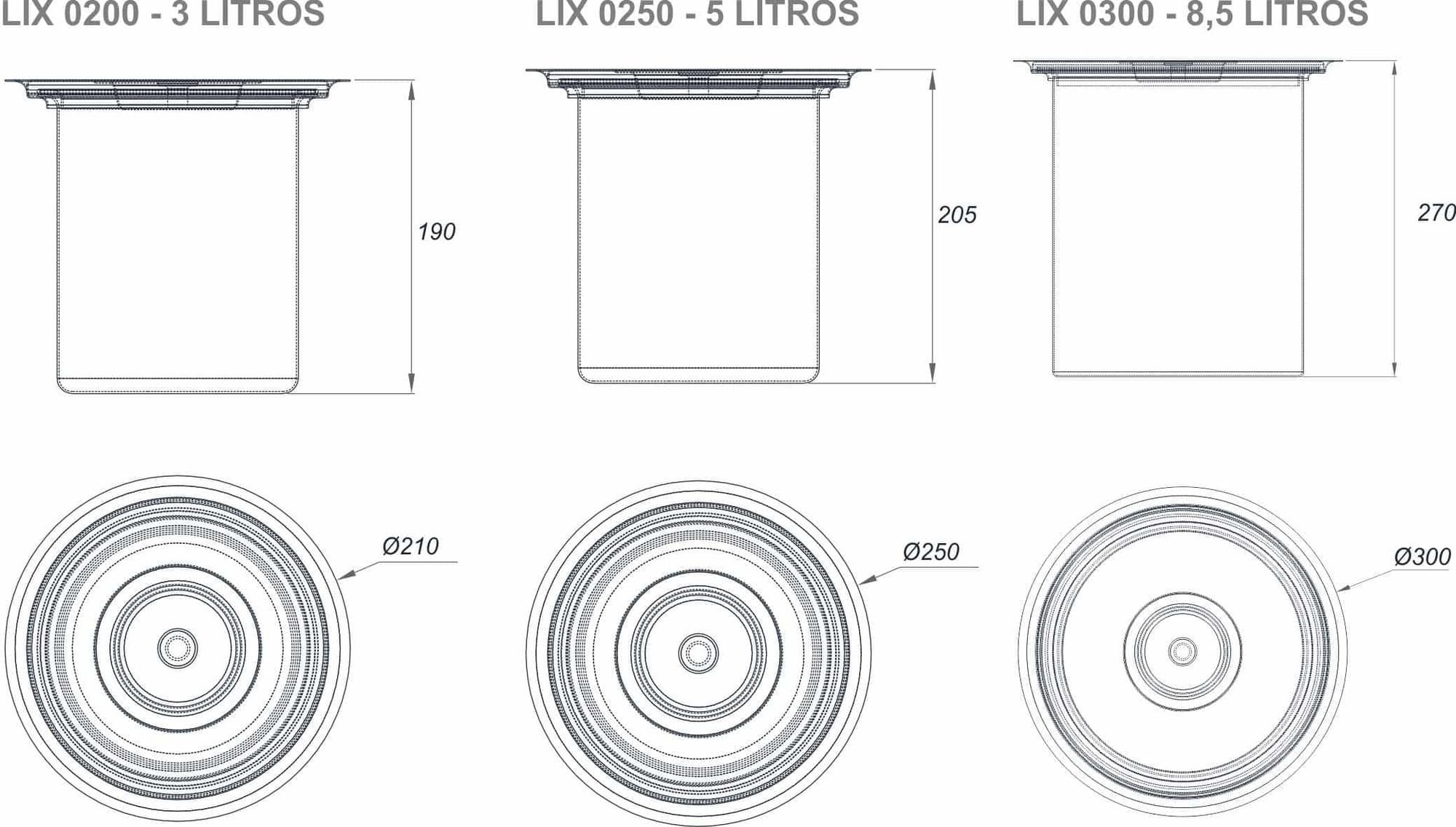 Lixeira Redonda para Embutir Inox 5l - 2