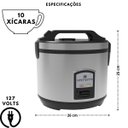 Ver imagem 3 de Panela de Arroz Elétrica de Inox 10 Xícaras 127v - Praticidade e Elegância