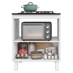 Balcão Para Cooktop 4 Bocas 1 Porta Branco Lacca Master Zanzini - 3