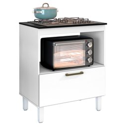 Balcão Para Cooktop 4 Bocas 1 Porta Branco Lacca Master Zanzini - 2