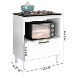 Balcão Para Cooktop 4 Bocas 1 Porta Branco Lacca Master Zanzini - 4