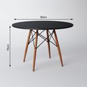 Ver imagem 3 de Mesa de Jantar Redonda Eames Eiffel Preta 90cm Base Madeira Maciça