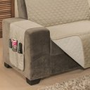 Ver imagem 2 de Protetor de Sofá Impermeável King 3 Lugares Avulso Dupla Face Cáqui/palha