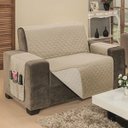 Ver imagem 1 de Protetor de Sofá Impermeável King 3 Lugares Avulso Dupla Face Cáqui/palha