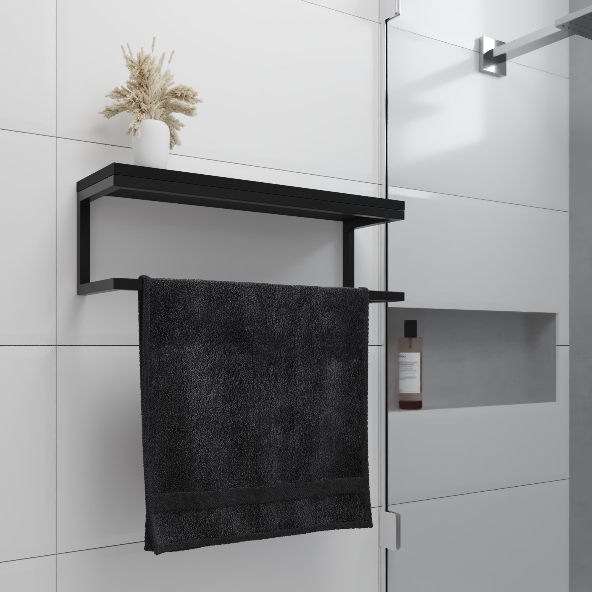 Toalheiro para Banheiro Estilo Industrial Várias Cores New01:Preto com Preto
