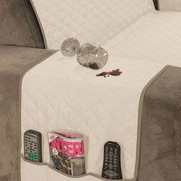 Protetor de Sofá Impermeável King 2/3 Lugares Dupla Face Cáqui/Palha - 4