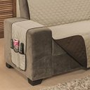 Ver imagem 2 de Protetor de Sofá Impermeável 4 Lugares Super King Avulso Dupla Face Cáqui/Tabaco