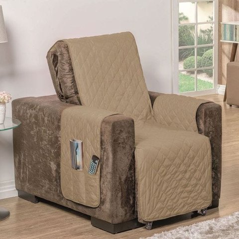 Protetor de Poltrona Impermeável Dupla Face Cáqui/Palha