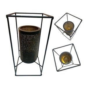 Lanterna Decorativo Premium com Luz Estrutura Metal Rústico Espressione Lanterna Decorativa, Lantern