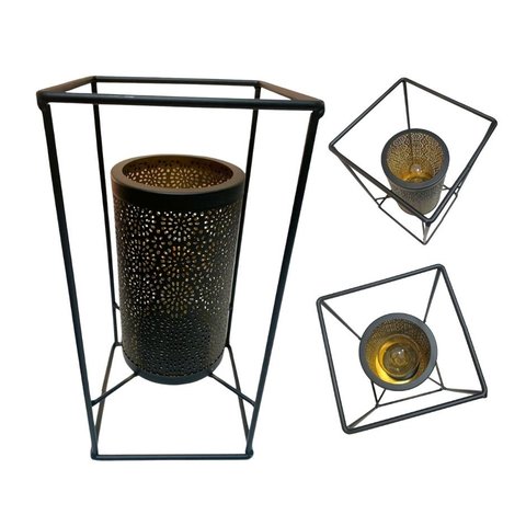 Lanterna Decorativo Premium com Luz Estrutura Metal Rústico Espressione Lanterna Decorativa, Lantern