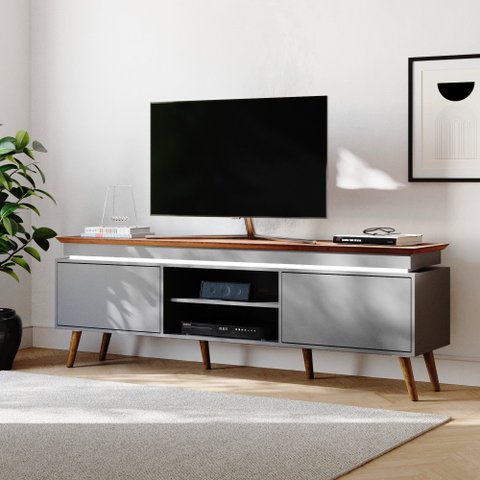 Rack para TV até 75 Polegadas Kaia com 2 Portas com LED Babus