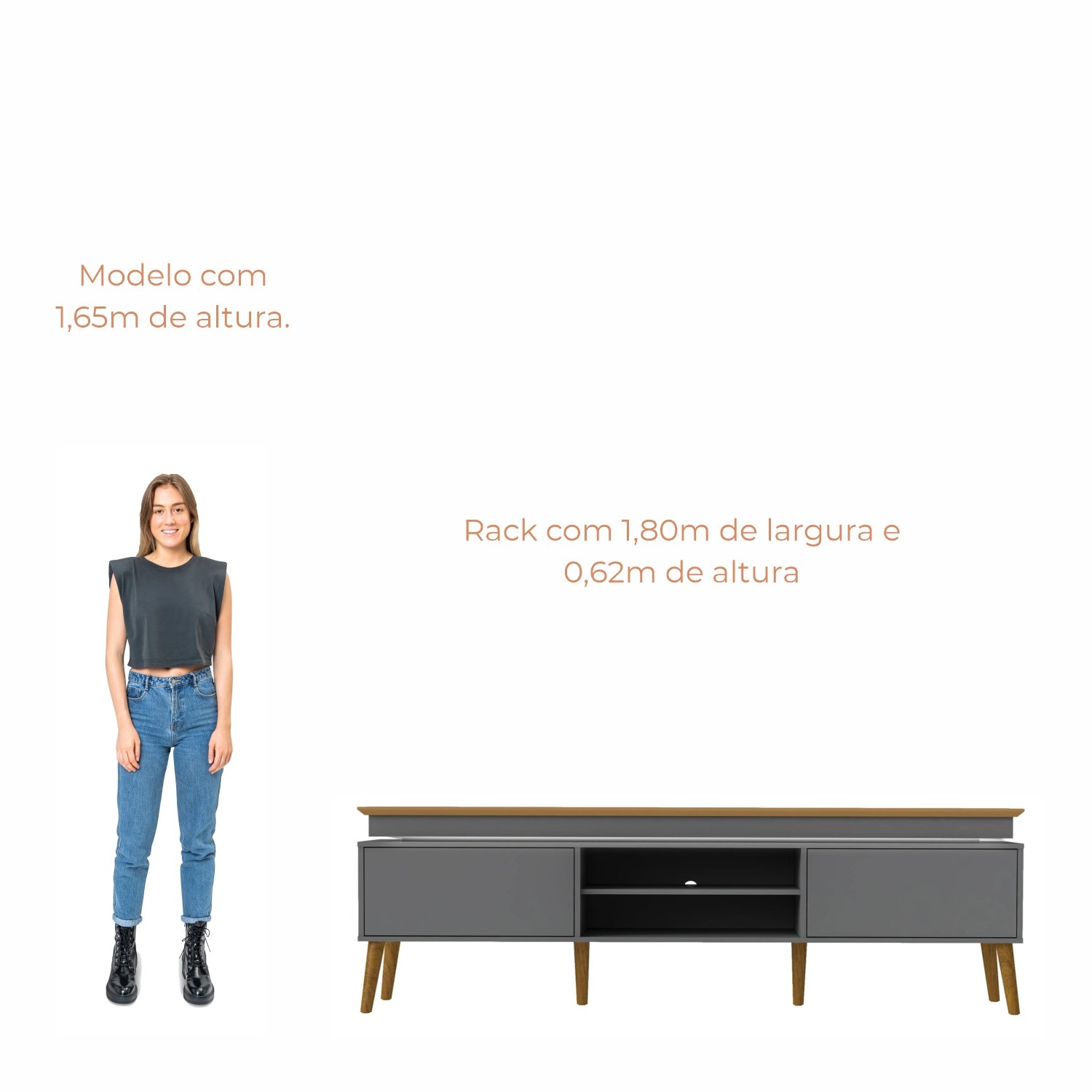 Rack para TV Até 75 Polegadas Kaia com 2 Portas com LED Babus - 9