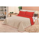 Ver imagem 3 de Cobre Leito Casal Padrão Clara Dupla Face Vermelho/Cáqui - 03 Peças