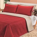 Ver imagem 2 de Cobre Leito Casal Padrão Clara Dupla Face Vermelho/Cáqui - 03 Peças