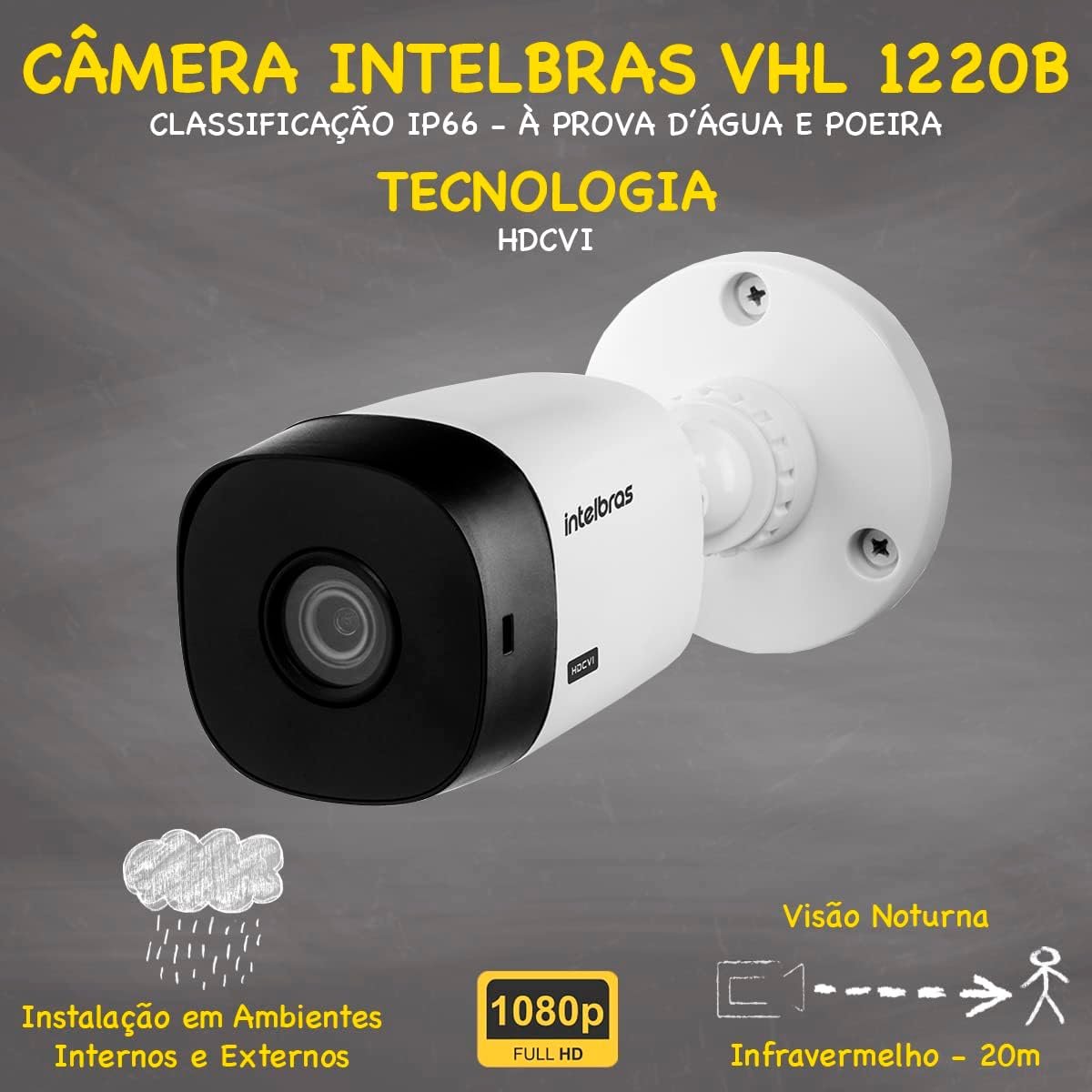 Kit Cftv 4 Cameras Full Hd Vhl 1220 Dvr Intelbras 1004-c 4x1 - 3